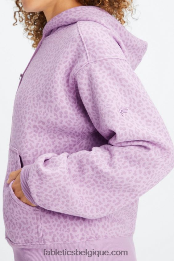 sweat à capuche en polaire pour toujours femmes Fabletics 404P0T2491 orchidée léopard bicolore/lavande chaude