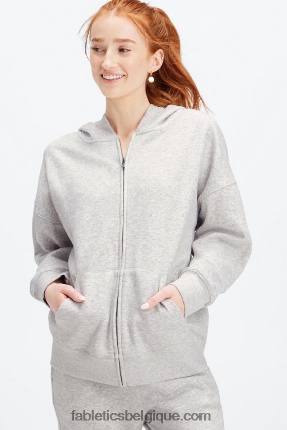 sweat à capuche entièrement zippé femmes Fabletics 404P0T2660 gris clair chiné