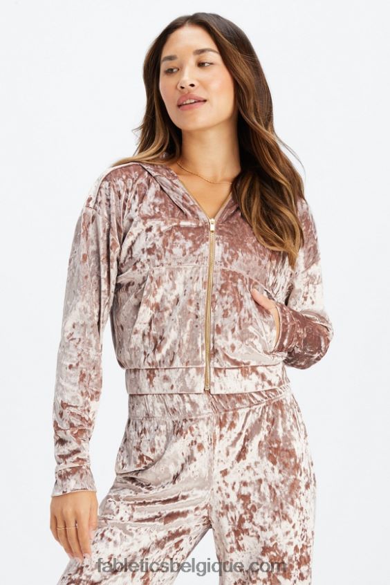 sweat à capuche zippé en velours frappé femmes Fabletics 404P0T2485 nounours