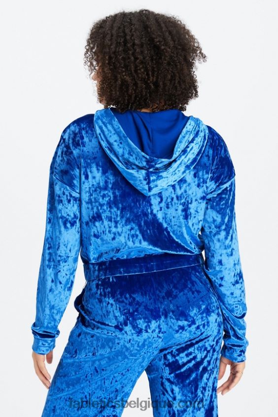 sweat à capuche zippé en velours frappé femmes Fabletics 404P0T2486 céleste