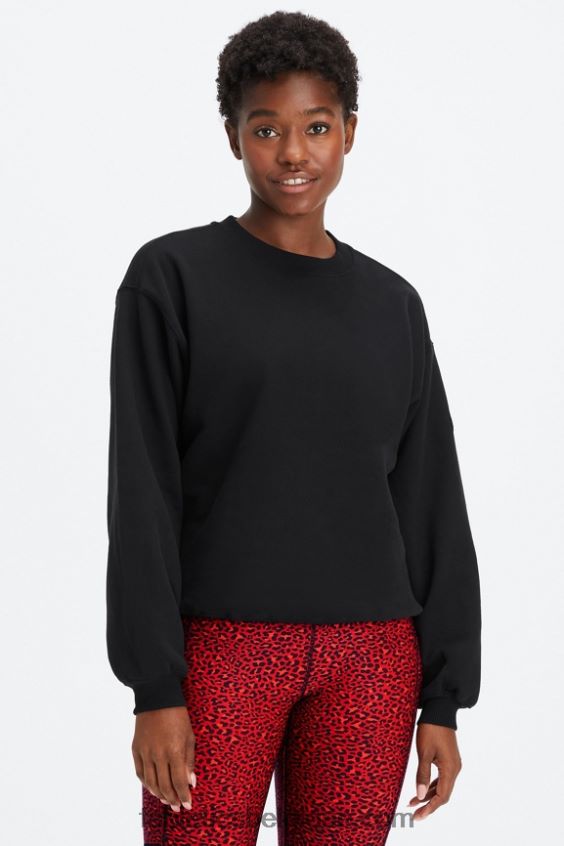 sweat à col ras du cou en molleton forever femmes Fabletics 404P0T2456 noir/étain