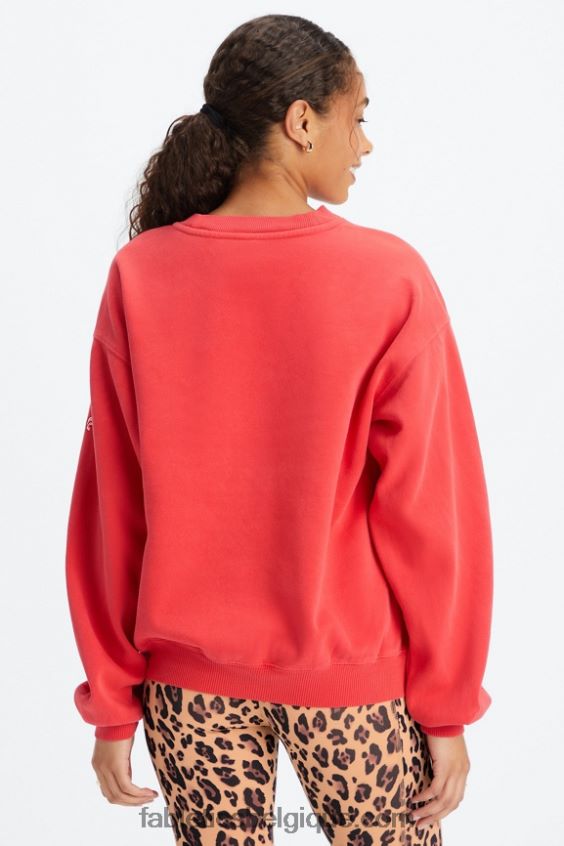 sweat à col ras du cou en molleton forever femmes Fabletics 404P0T2457 merisier électrique lavé/blanc