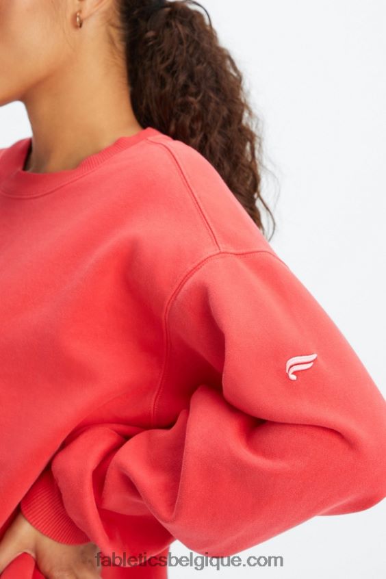 sweat à col ras du cou en molleton forever femmes Fabletics 404P0T2457 merisier électrique lavé/blanc