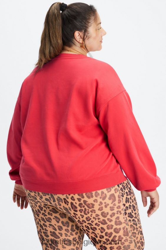 sweat à col ras du cou en molleton forever femmes Fabletics 404P0T2458 merisier électrique lavé/blanc