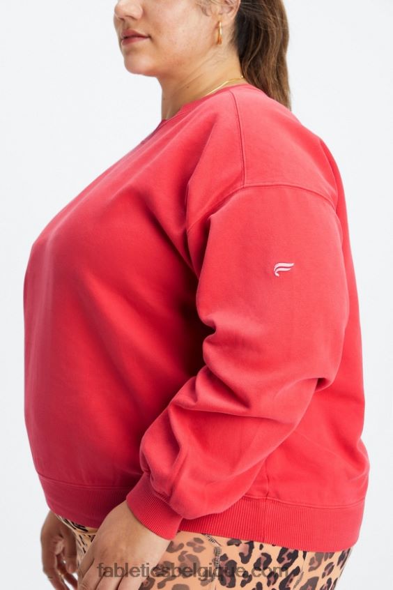 sweat à col ras du cou en molleton forever femmes Fabletics 404P0T2458 merisier électrique lavé/blanc