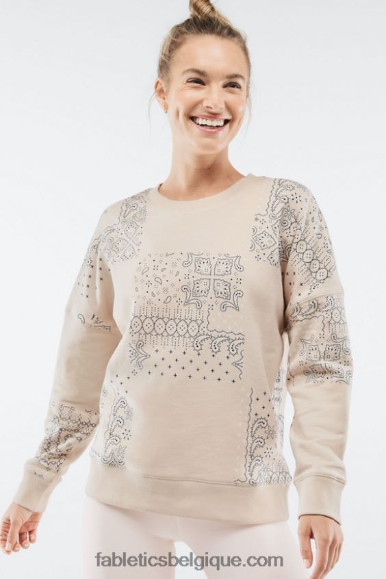sweat kurtney femmes Fabletics 404P0T2529 avoine bloquée paisley