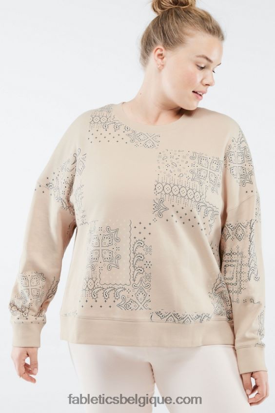 sweat kurtney femmes Fabletics 404P0T2530 avoine bloquée paisley