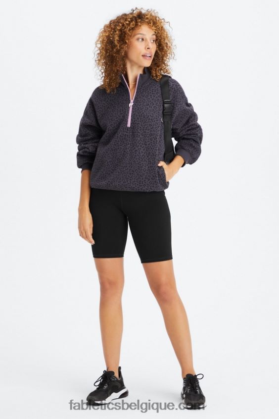 sweat molleton 1/2 zip pour toujours femmes Fabletics 404P0T2498 étain bicolore léopard/orchidée