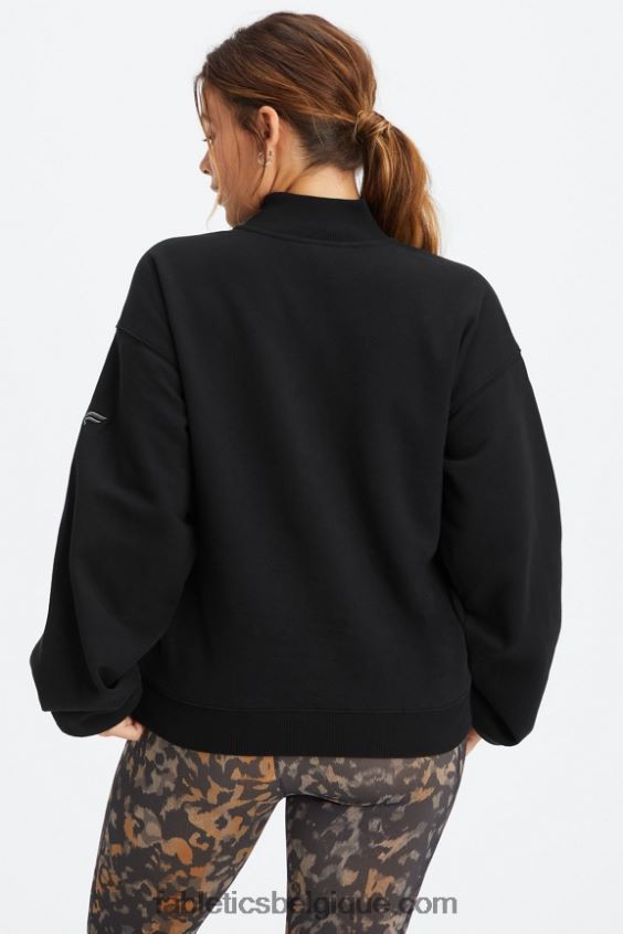 sweat molleton 1/2 zip pour toujours femmes Fabletics 404P0T2499 noir/étain