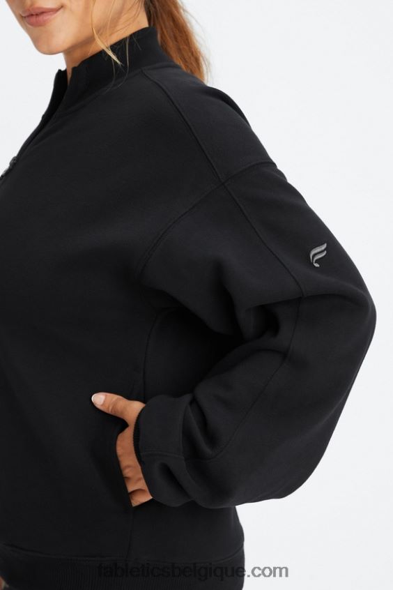 sweat molleton 1/2 zip pour toujours femmes Fabletics 404P0T2499 noir/étain