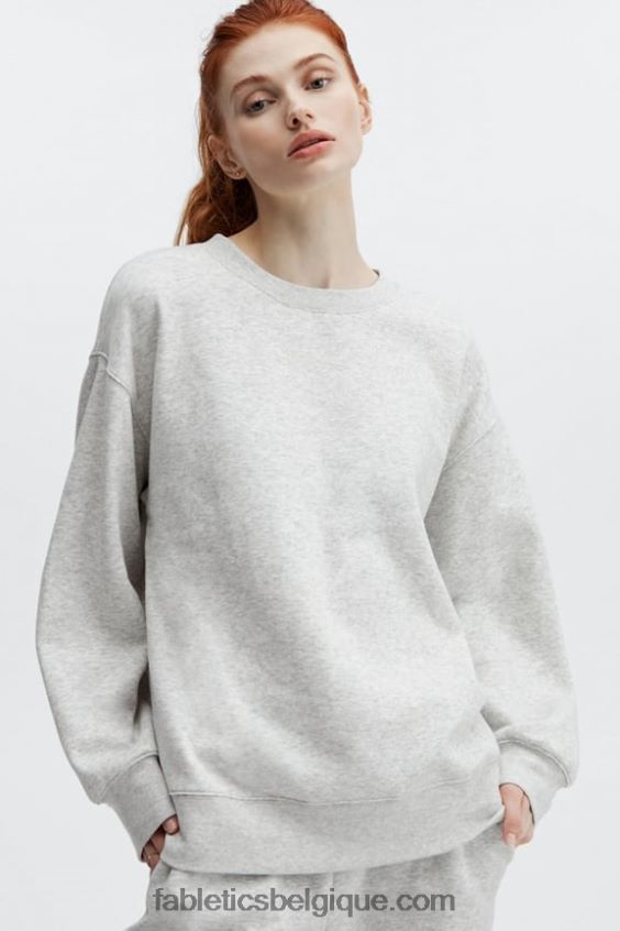 sweat ras du cou écologique femmes Fabletics 404P0T2478 gris clair chiné