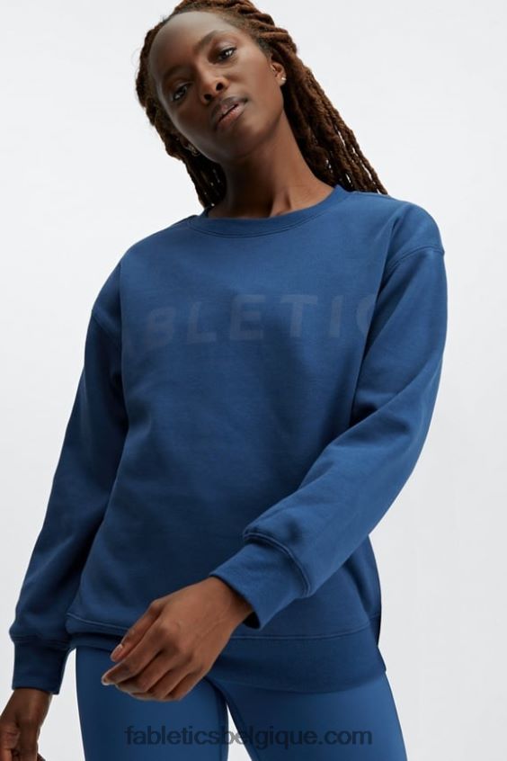 sweat ras du cou écologique femmes Fabletics 404P0T2479 pivoine marine/denim délavé
