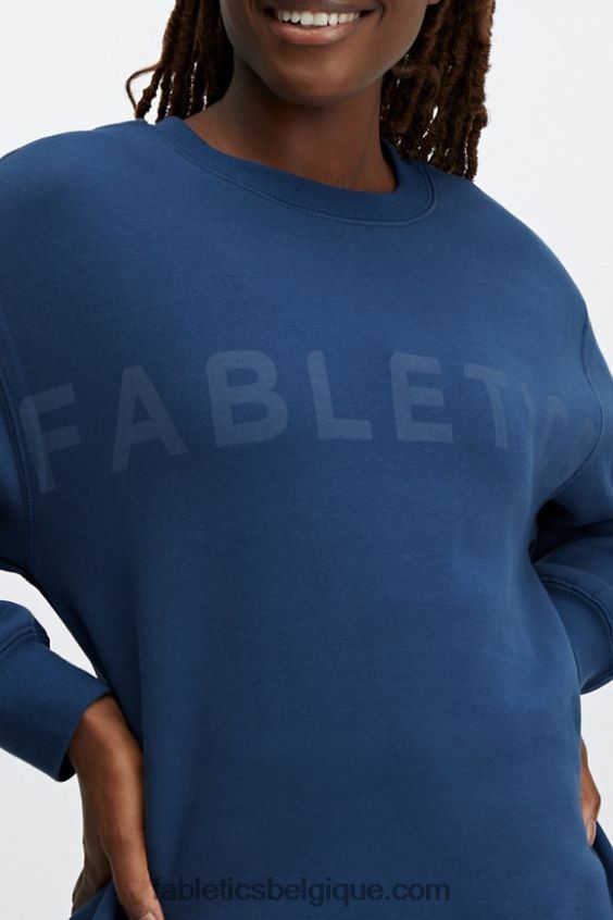 sweat ras du cou écologique femmes Fabletics 404P0T2479 pivoine marine/denim délavé