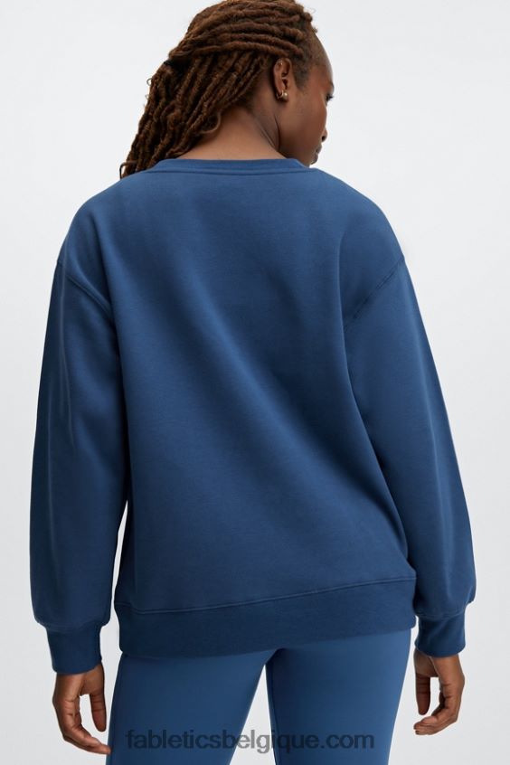 sweat ras du cou écologique femmes Fabletics 404P0T2479 pivoine marine/denim délavé