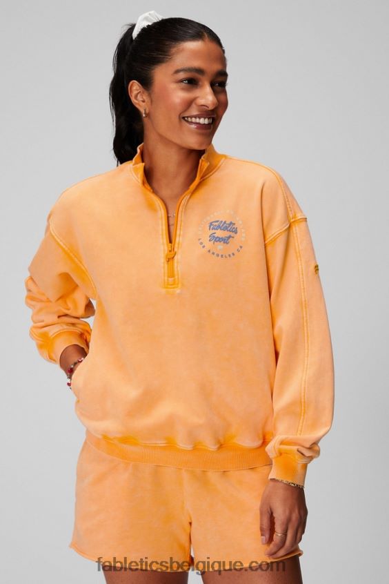 sweat-shirt demi-zip léger en éponge femmes Fabletics 404P0T2439 soleil d'après-midi/graphique