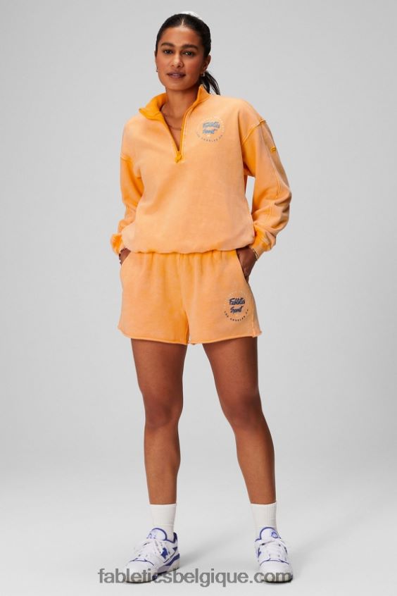 sweat-shirt demi-zip léger en éponge femmes Fabletics 404P0T2439 soleil d\'après-midi/graphique