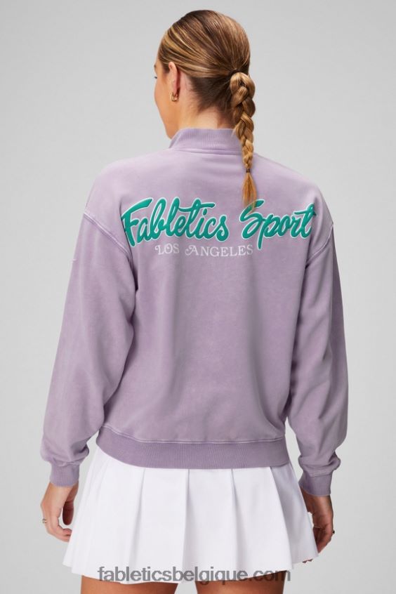 sweat-shirt demi-zip léger en éponge femmes Fabletics 404P0T2440 cosmo/graphique violet