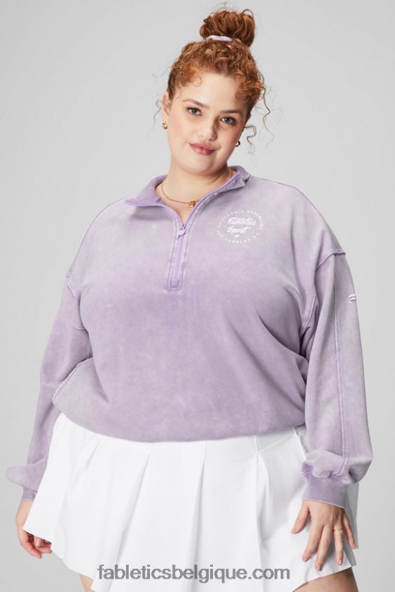 sweat-shirt demi-zip léger en éponge femmes Fabletics 404P0T2441 cosmo/graphique violet