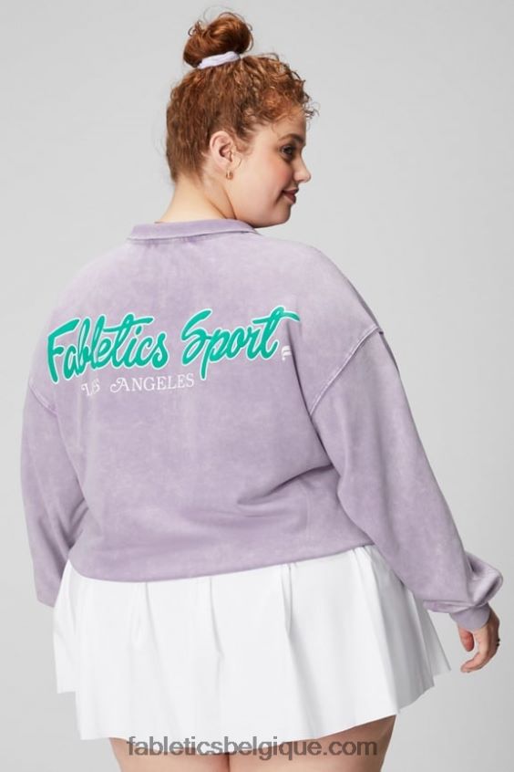 sweat-shirt demi-zip léger en éponge femmes Fabletics 404P0T2441 cosmo/graphique violet