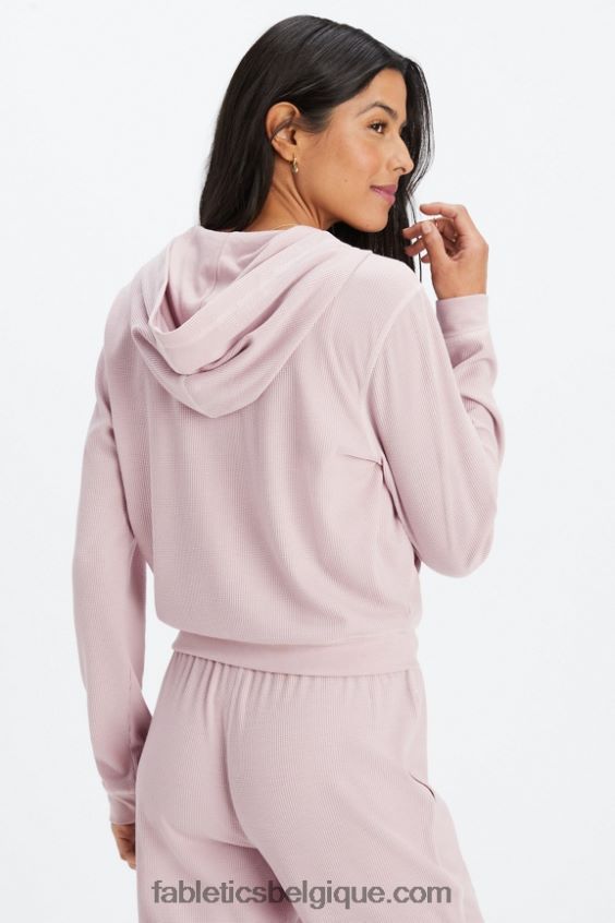 sweat zippé à capuche gaufré femmes Fabletics 404P0T2494 mauve discret/pétale