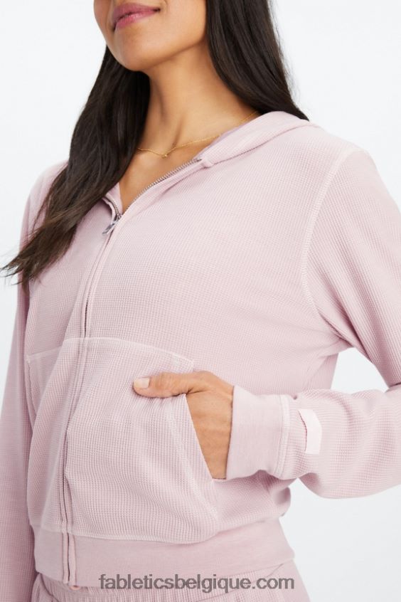 sweat zippé à capuche gaufré femmes Fabletics 404P0T2494 mauve discret/pétale