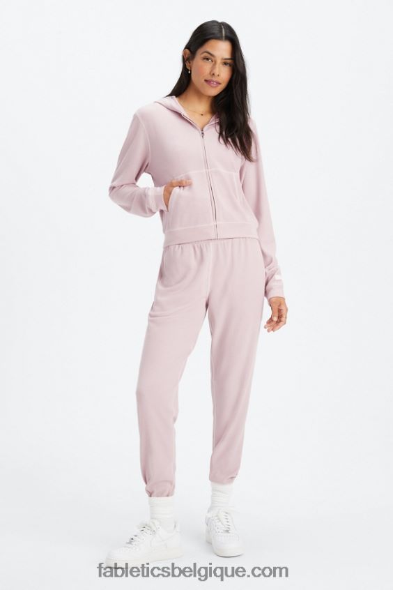 sweat zippé à capuche gaufré femmes Fabletics 404P0T2494 mauve discret/pétale