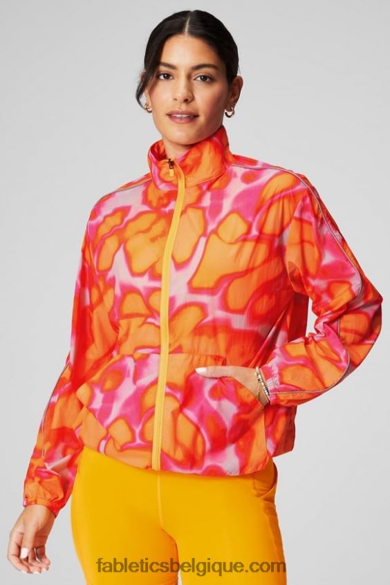 coupe-vent poids mouche surdimensionné femmes Fabletics 404P0T2734 évasion rose grande folie estivale/argent réfléchissant