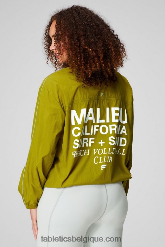 coupe-vent poids mouche surdimensionné femmes Fabletics 404P0T2735 oliveraie/argent réfléchissant/graphique
