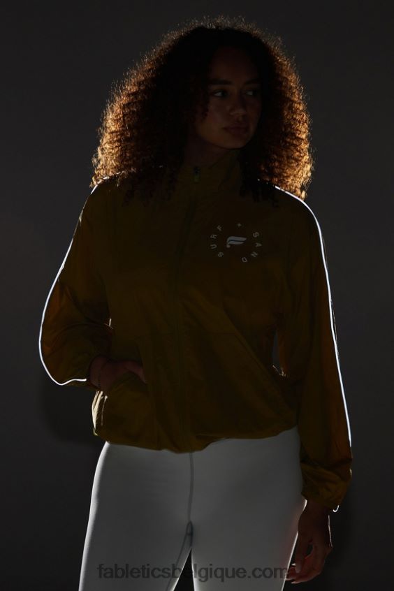 coupe-vent poids mouche surdimensionné femmes Fabletics 404P0T2735 oliveraie/argent réfléchissant/graphique