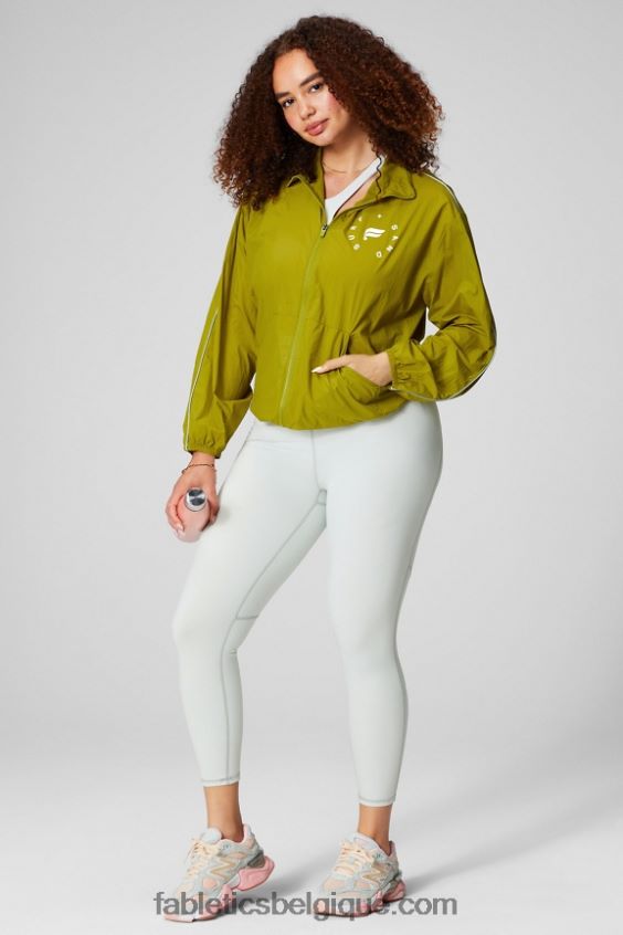 coupe-vent poids mouche surdimensionné femmes Fabletics 404P0T2735 oliveraie/argent réfléchissant/graphique