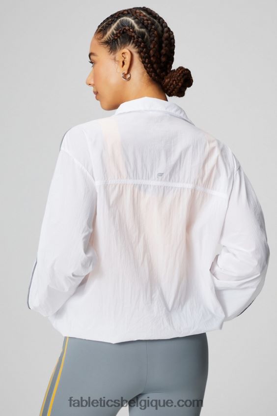 coupe-vent poids mouche surdimensionné femmes Fabletics 404P0T2739 blanc classique/argent réfléchissant