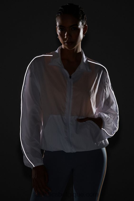 coupe-vent poids mouche surdimensionné femmes Fabletics 404P0T2739 blanc classique/argent réfléchissant