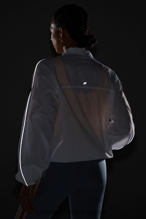 coupe-vent poids mouche surdimensionné femmes Fabletics 404P0T2739 blanc classique/argent réfléchissant