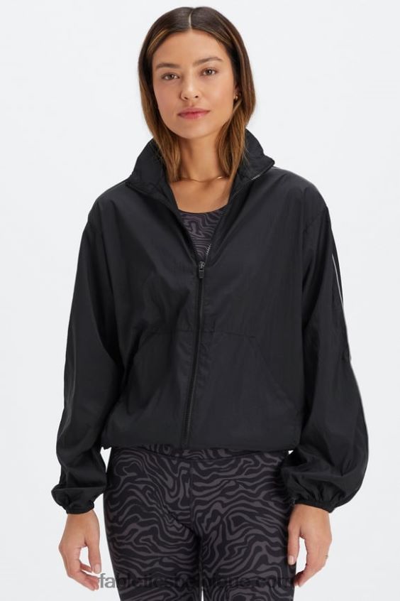 coupe-vent poids mouche surdimensionné femmes Fabletics 404P0T2740 noir/argent réfléchissant