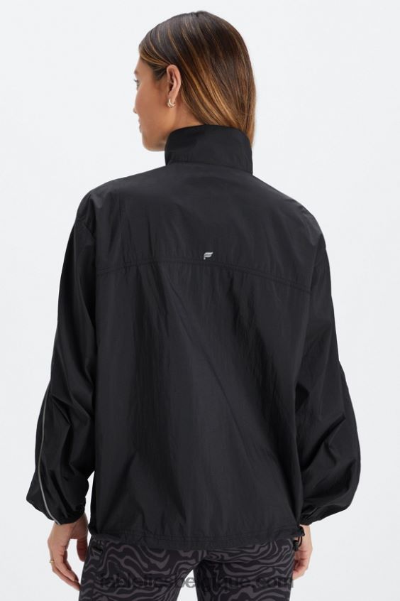 coupe-vent poids mouche surdimensionné femmes Fabletics 404P0T2740 noir/argent réfléchissant