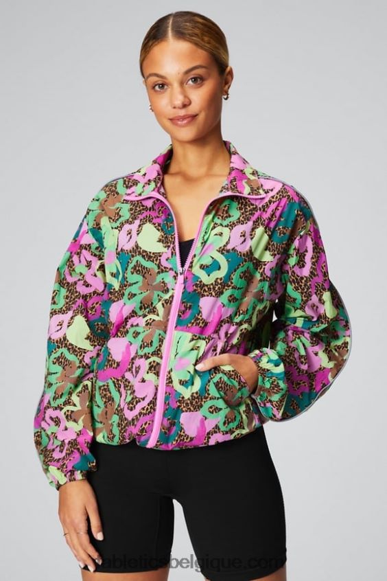 coupe-vent poids mouche surdimensionné femmes Fabletics 404P0T2741 oasis tropicale/argent réfléchissant