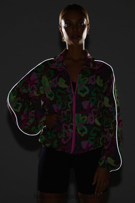 coupe-vent poids mouche surdimensionné femmes Fabletics 404P0T2741 oasis tropicale/argent réfléchissant