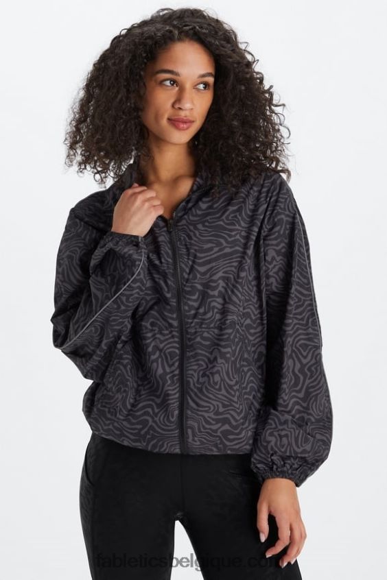 coupe-vent poids mouche surdimensionné femmes Fabletics 404P0T2742 zèbre marbré étain/argent réfléchissant