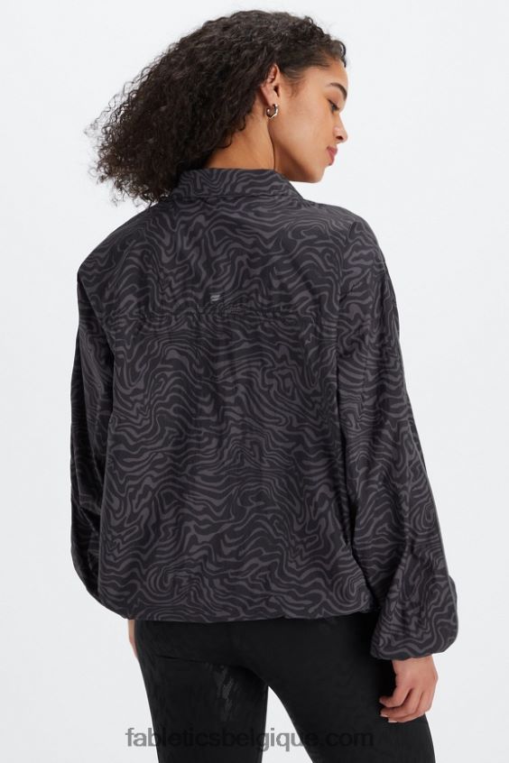 coupe-vent poids mouche surdimensionné femmes Fabletics 404P0T2742 zèbre marbré étain/argent réfléchissant