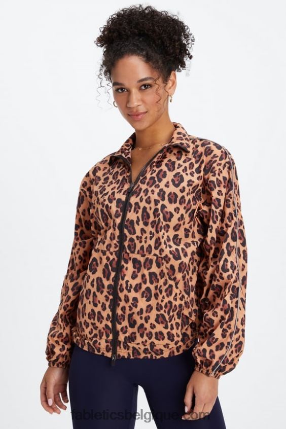 coupe-vent poids mouche surdimensionné femmes Fabletics 404P0T2744 léopard naturel/noir