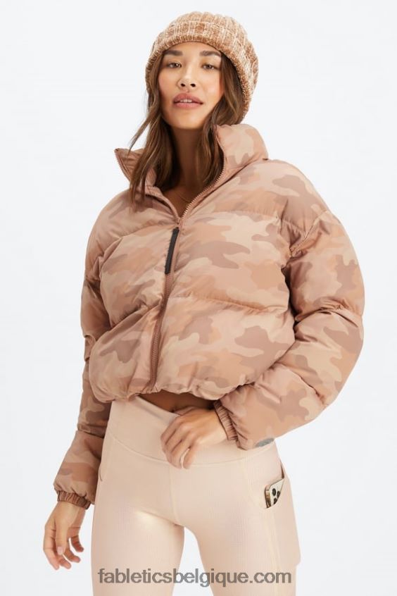doudoune courte Wander femmes Fabletics 404P0T2771 teddy grand logo camouflage/écorce de saule