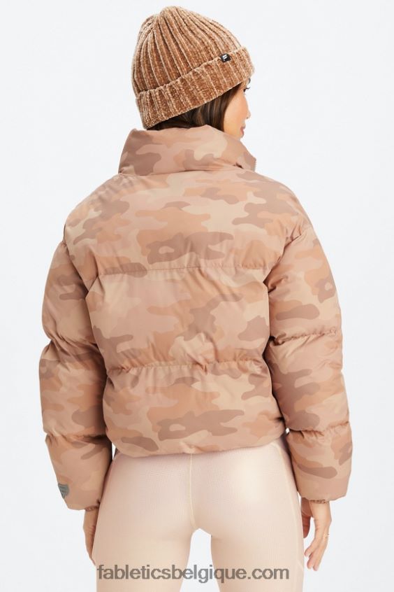 doudoune courte Wander femmes Fabletics 404P0T2771 teddy grand logo camouflage/écorce de saule