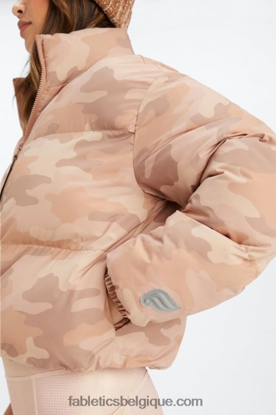 doudoune courte Wander femmes Fabletics 404P0T2771 teddy grand logo camouflage/écorce de saule
