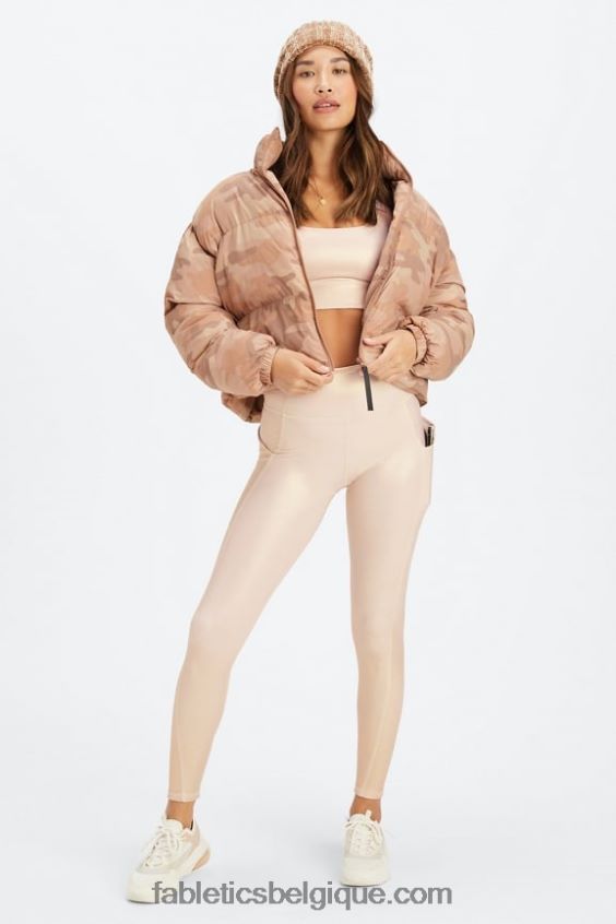 doudoune courte Wander femmes Fabletics 404P0T2771 teddy grand logo camouflage/écorce de saule
