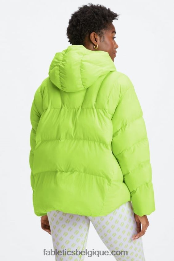 doudoune matelassée à capuche femmes Fabletics 404P0T2782 logo limonade/gris minéral/aigrette