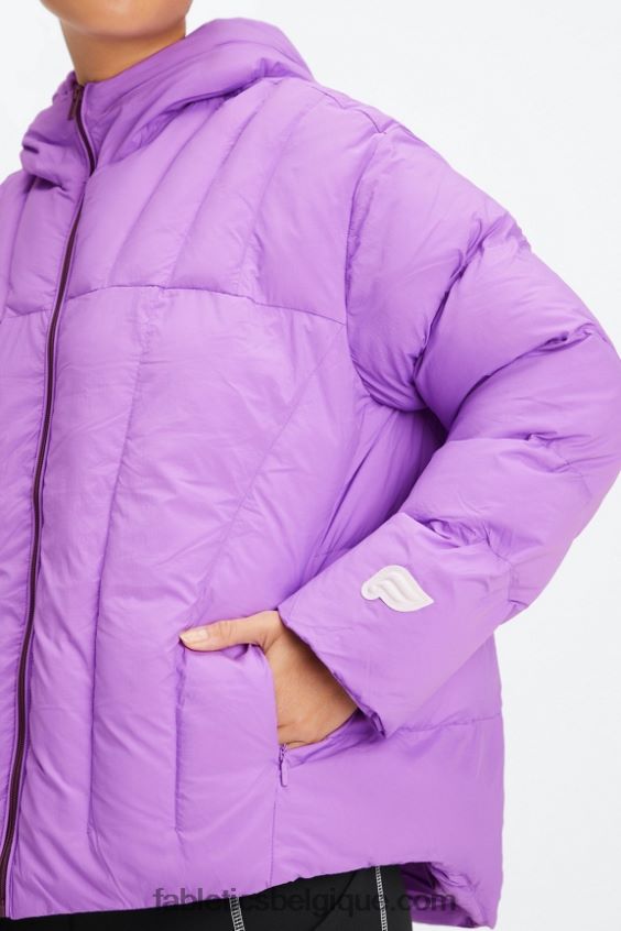 doudoune matelassée à capuche femmes Fabletics 404P0T2783 logo ultraviolet/écorce de saule/aigrette