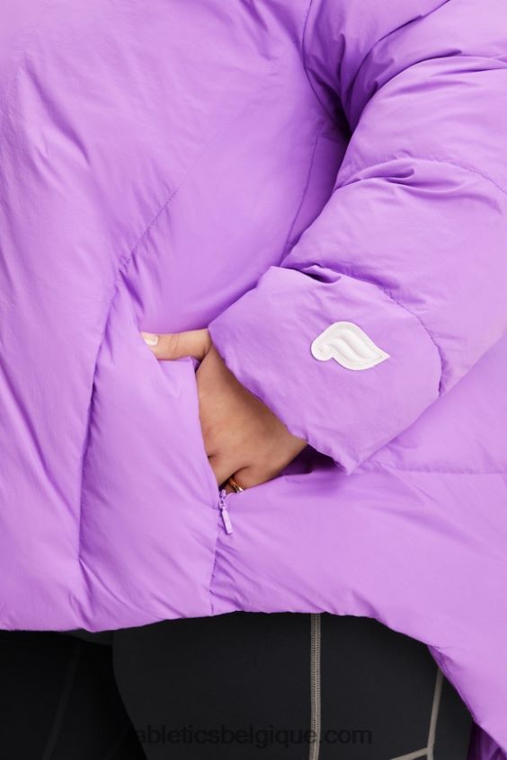 doudoune matelassée à capuche femmes Fabletics 404P0T2784 logo ultraviolet/écorce de saule/aigrette