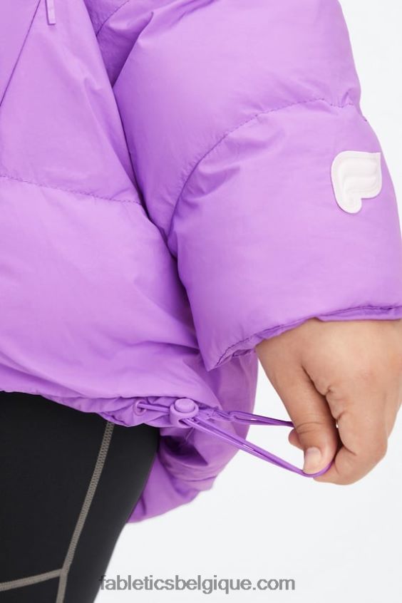 doudoune matelassée à capuche femmes Fabletics 404P0T2784 logo ultraviolet/écorce de saule/aigrette