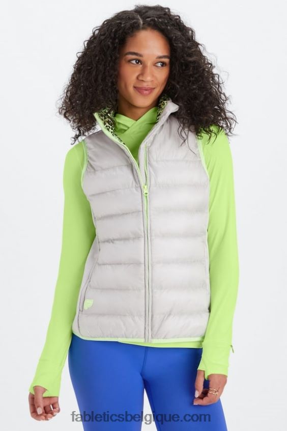 gilet matelassé elliot femmes Fabletics 404P0T2795 gris minéral/surligneur ondulé guépard
