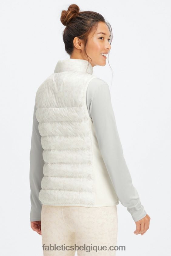 gilet matelassé elliot femmes Fabletics 404P0T2797 mini nuue camo blanc doux/logo écorce de saule